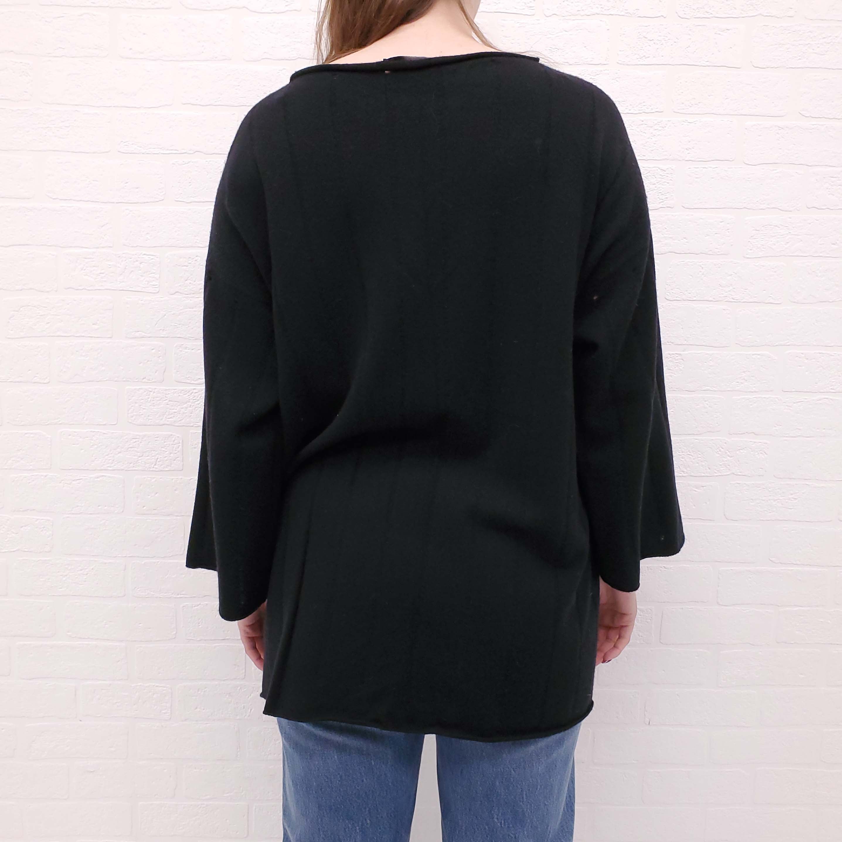 FABIANA FILIPPI BLACK SWEATER WITH MONILI - SIZE L