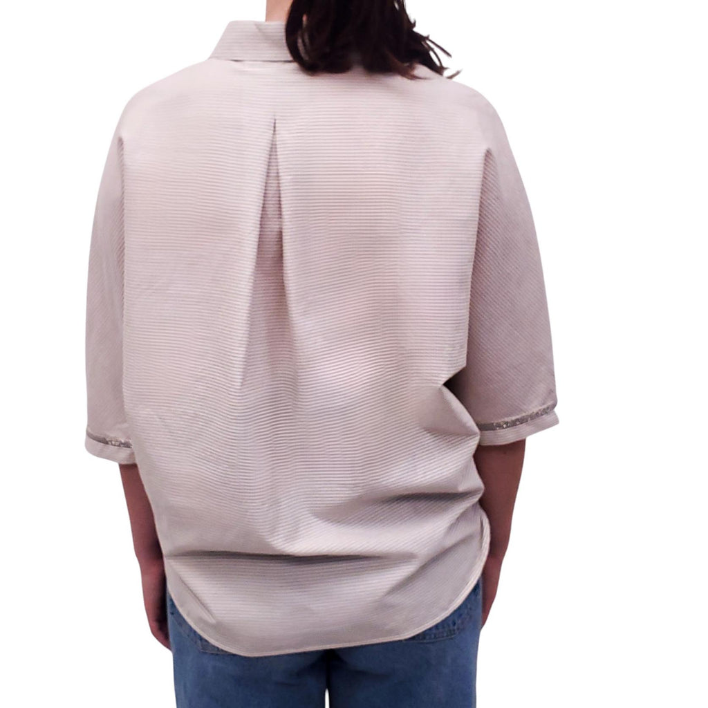 FABIANA FILIPPI STRIPED BLOUSE WITH MONILI - SIZE 36