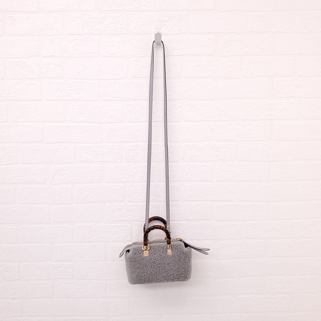 FENDI 2022 SHEEPSKIN LOGO EMBROIDERED 'BY THE WAY' MINI BOSTON BAG