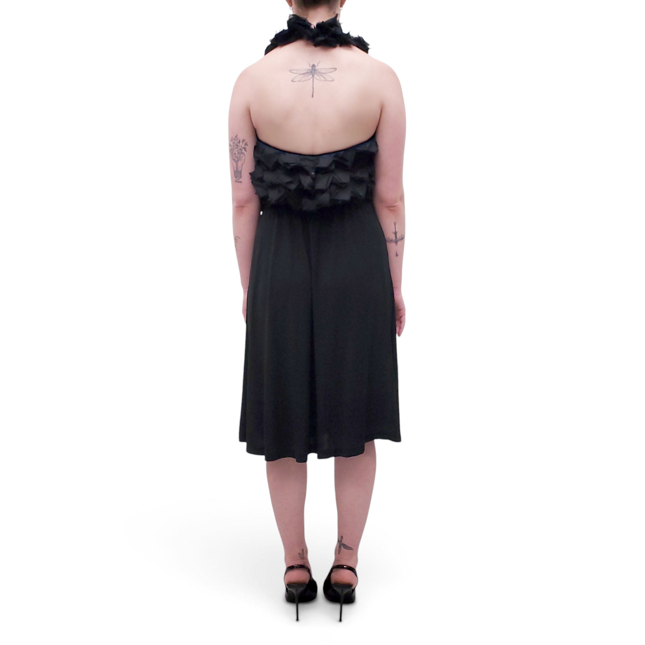 FENDI BLACK ABITO CADY CREPE DRESS - SIZE 48