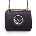 FENDI BLACK DUAL METAL LOGO BAG