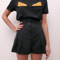 FENDI BLACK HIGH-WAISTED SHORTS - SIZE 38