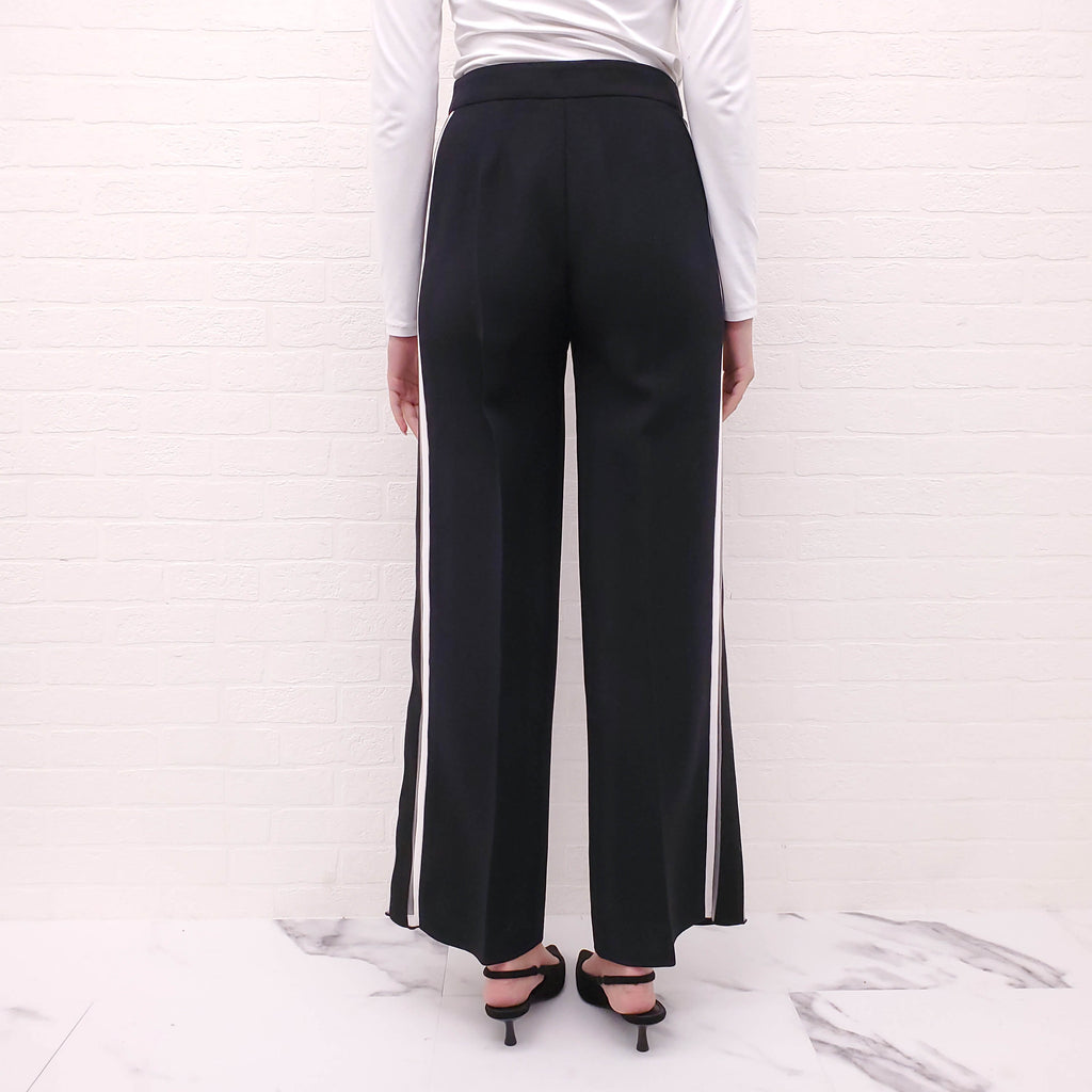 FENDI BLACK PANTS WITH PINSTRIPE DETAIL - SIZE XXS
