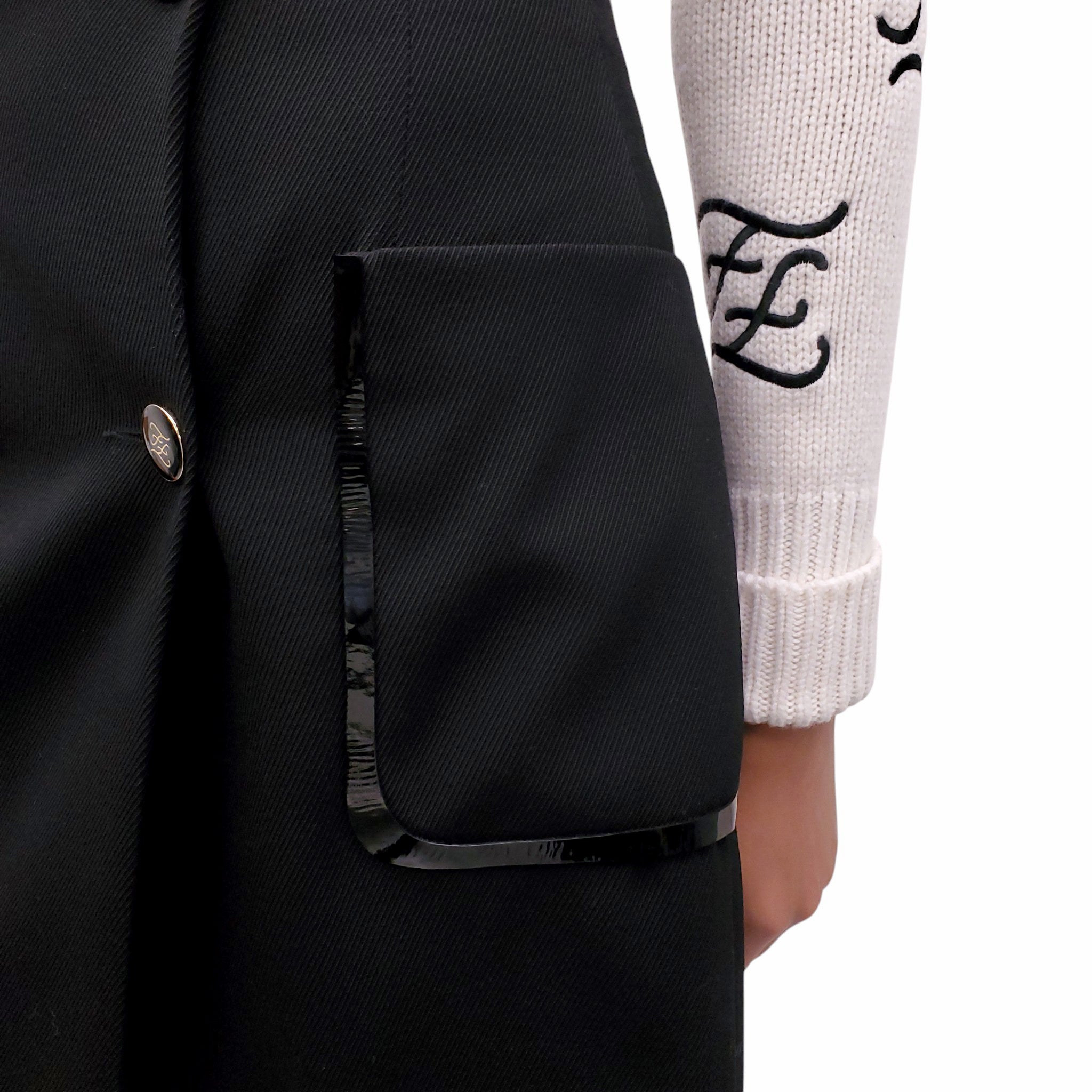 FENDI BLACK SKIRT WITH POCKETS AND LOGO BUTTON DETAILS  - SIZE 42