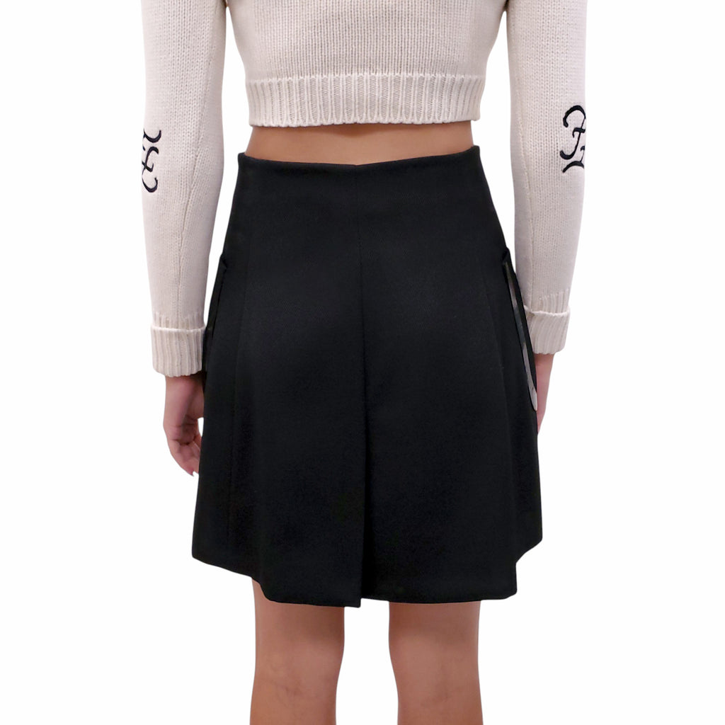 FENDI BLACK SKIRT WITH POCKETS AND LOGO BUTTON DETAILS  - SIZE 42