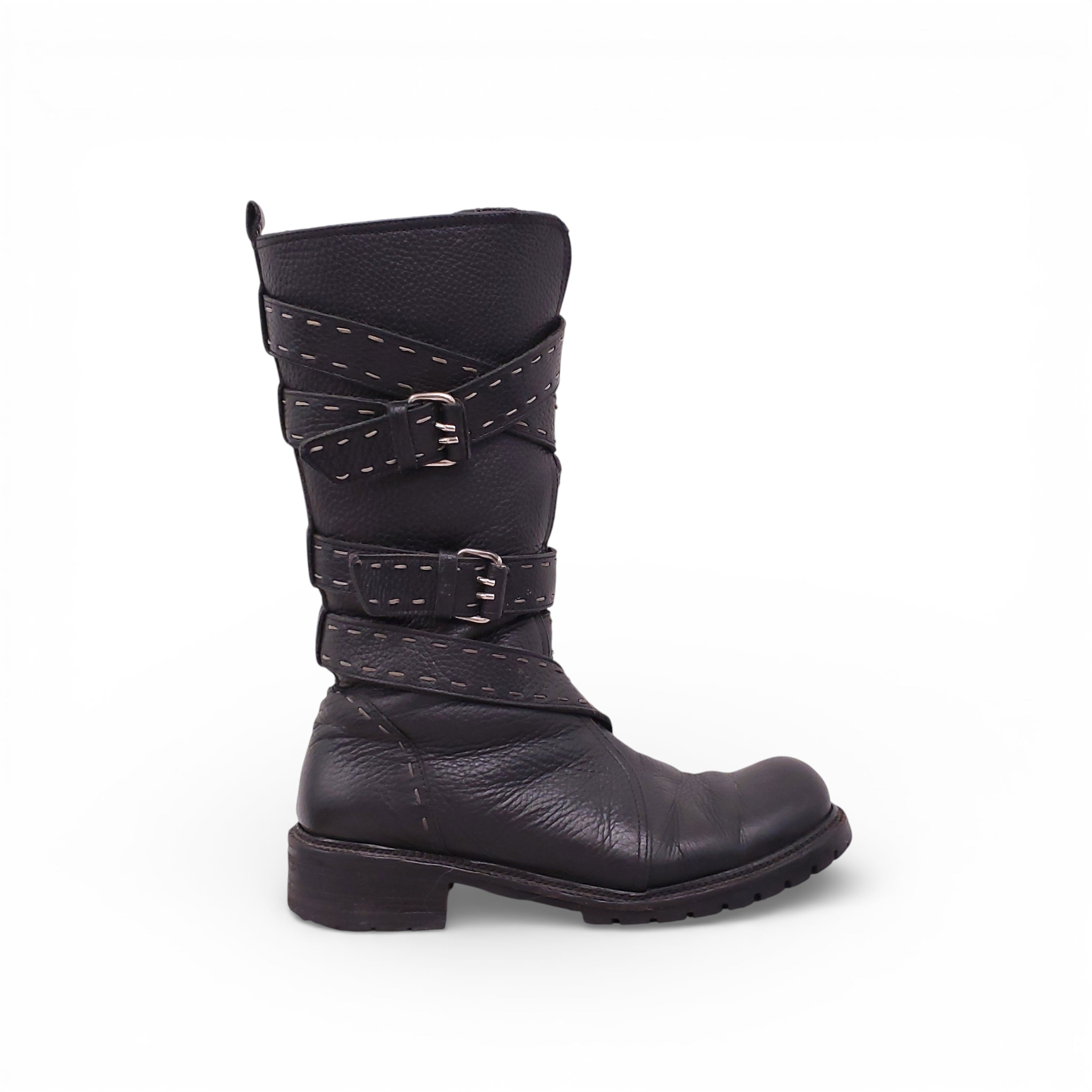 FENDI BLACK WRAP AROUND BOOTS - SIZE 39