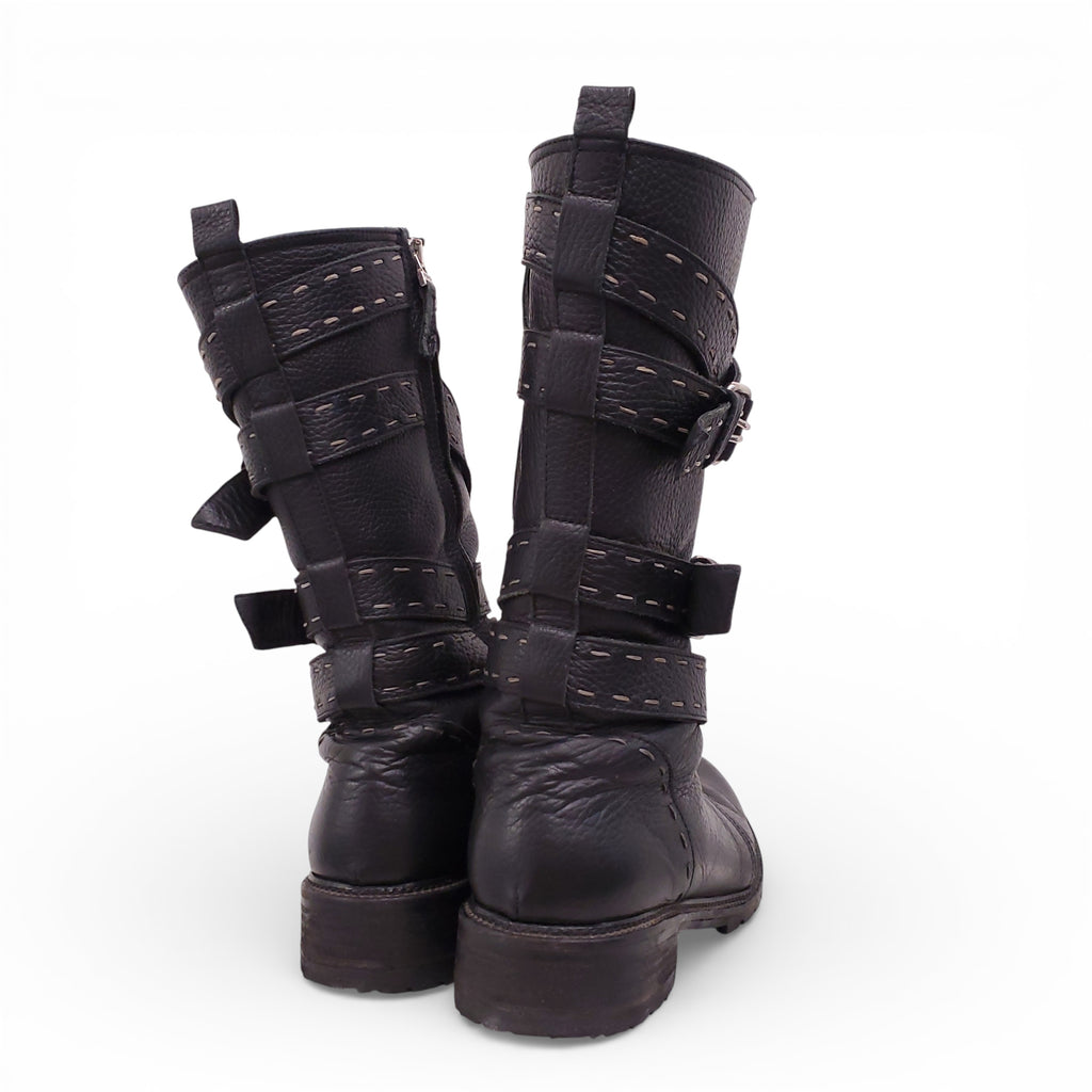 FENDI BLACK WRAP AROUND BOOTS - SIZE 39