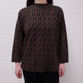 FENDI BROWN LOGO SWEATER - SIZE L
