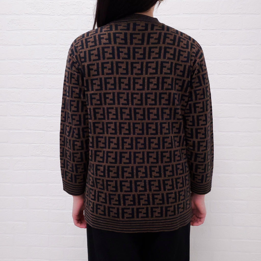 FENDI BROWN LOGO SWEATER - SIZE L