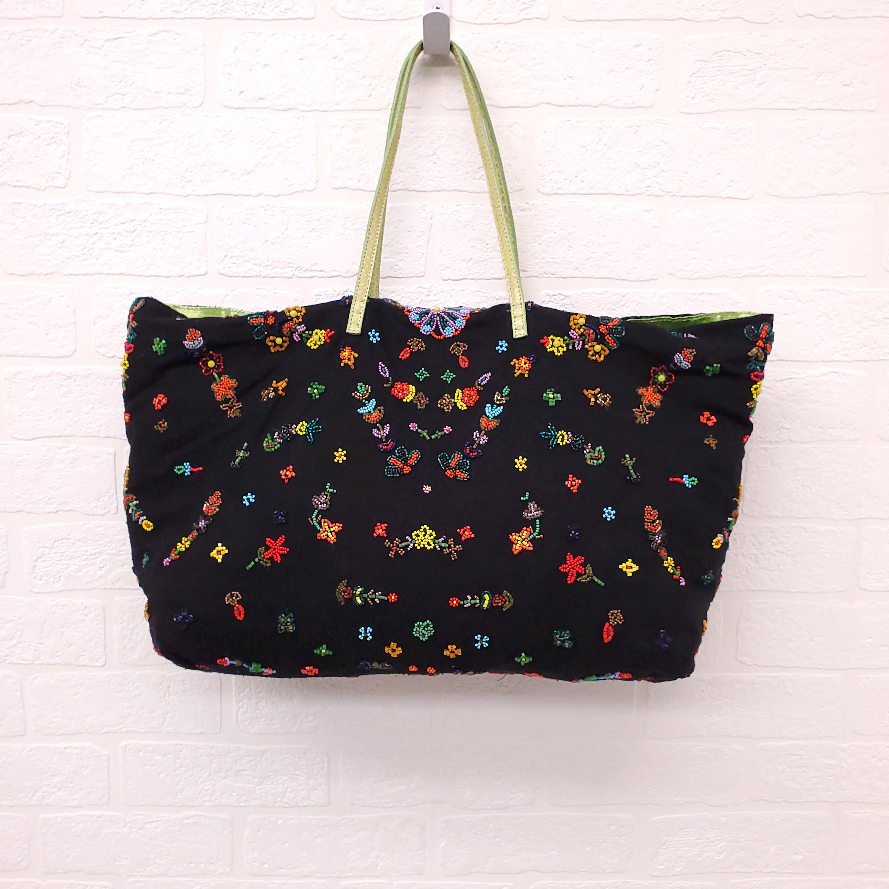 FENDI CANVAS BEADED TOTE