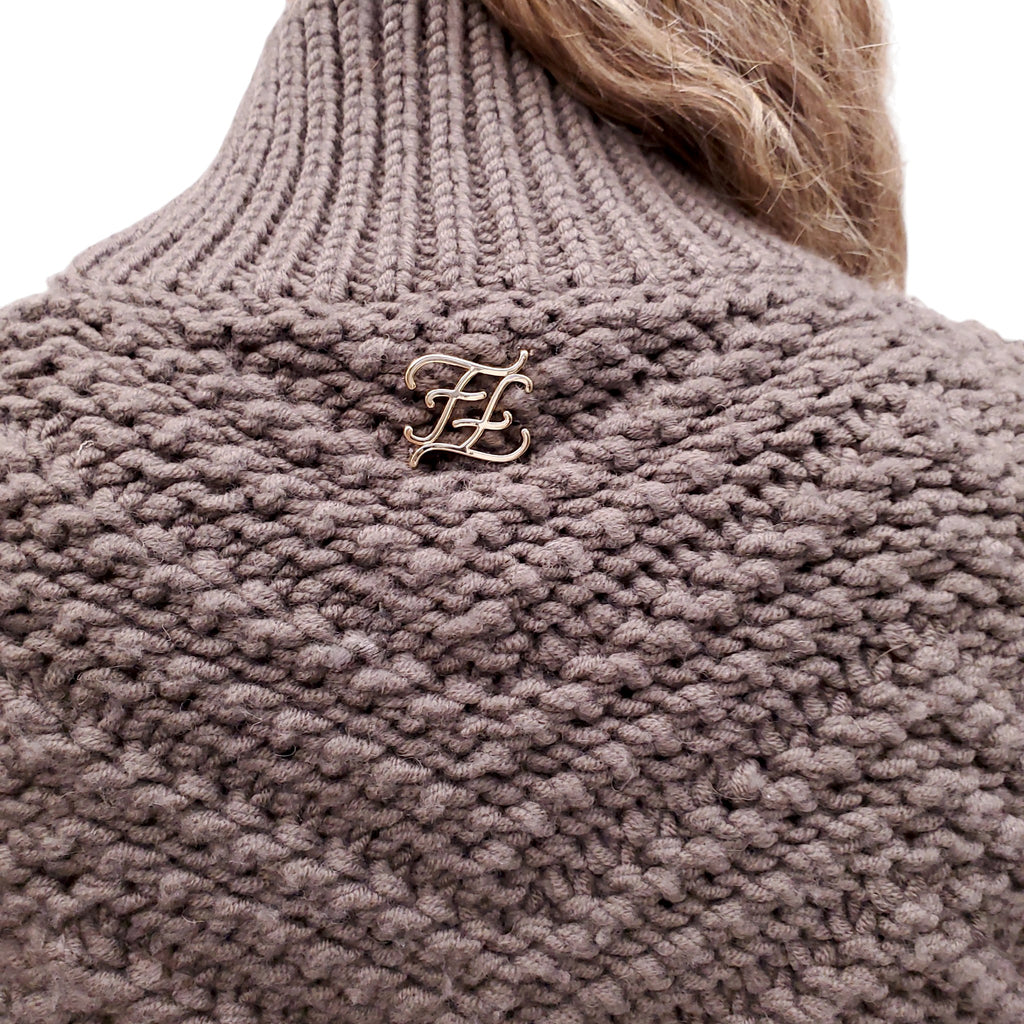 FENDI COTTON KNIT SWEATER IN BROWN - SIZE 40