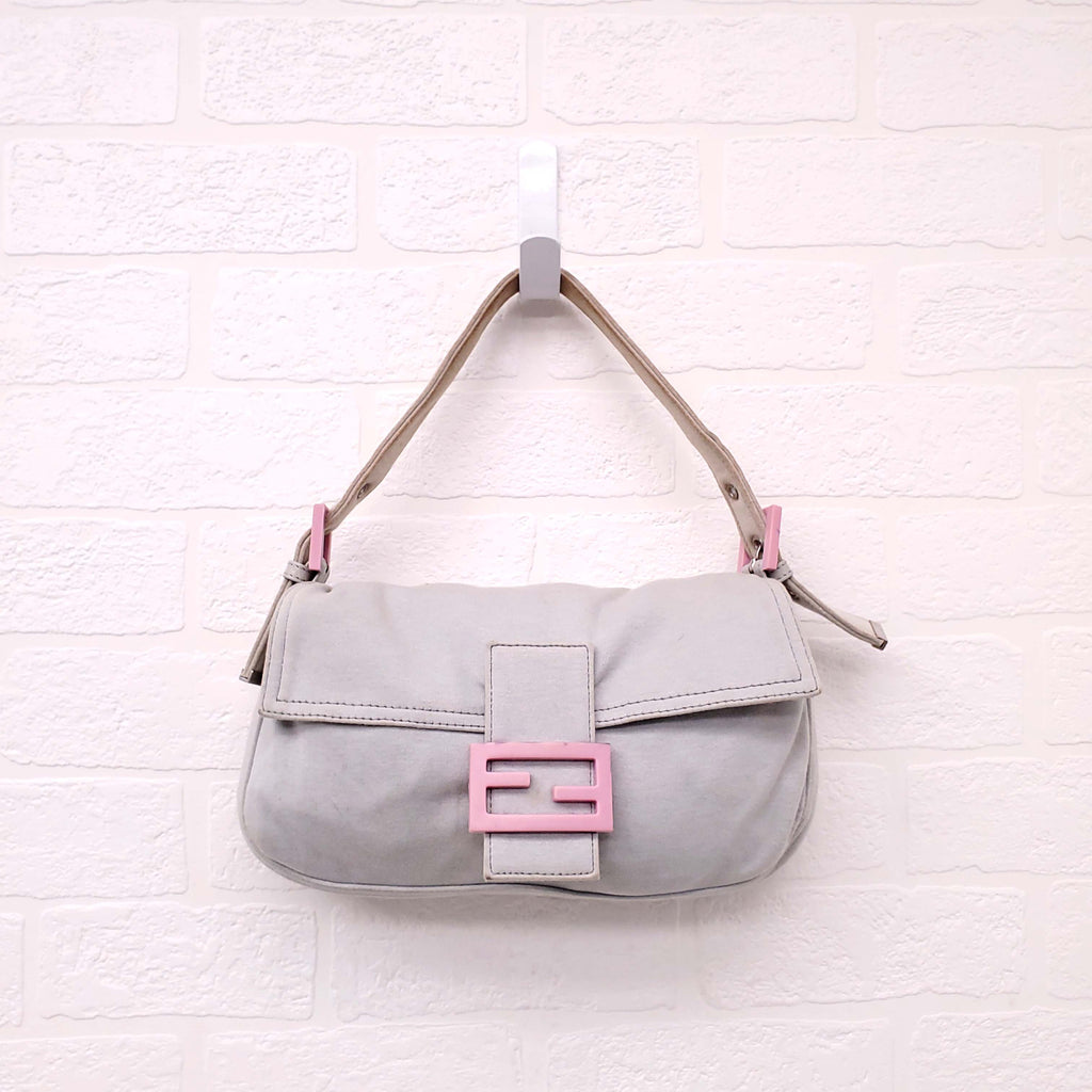FENDI GREY CLOTH 'BAGUETTE' SHOULDER BAG
