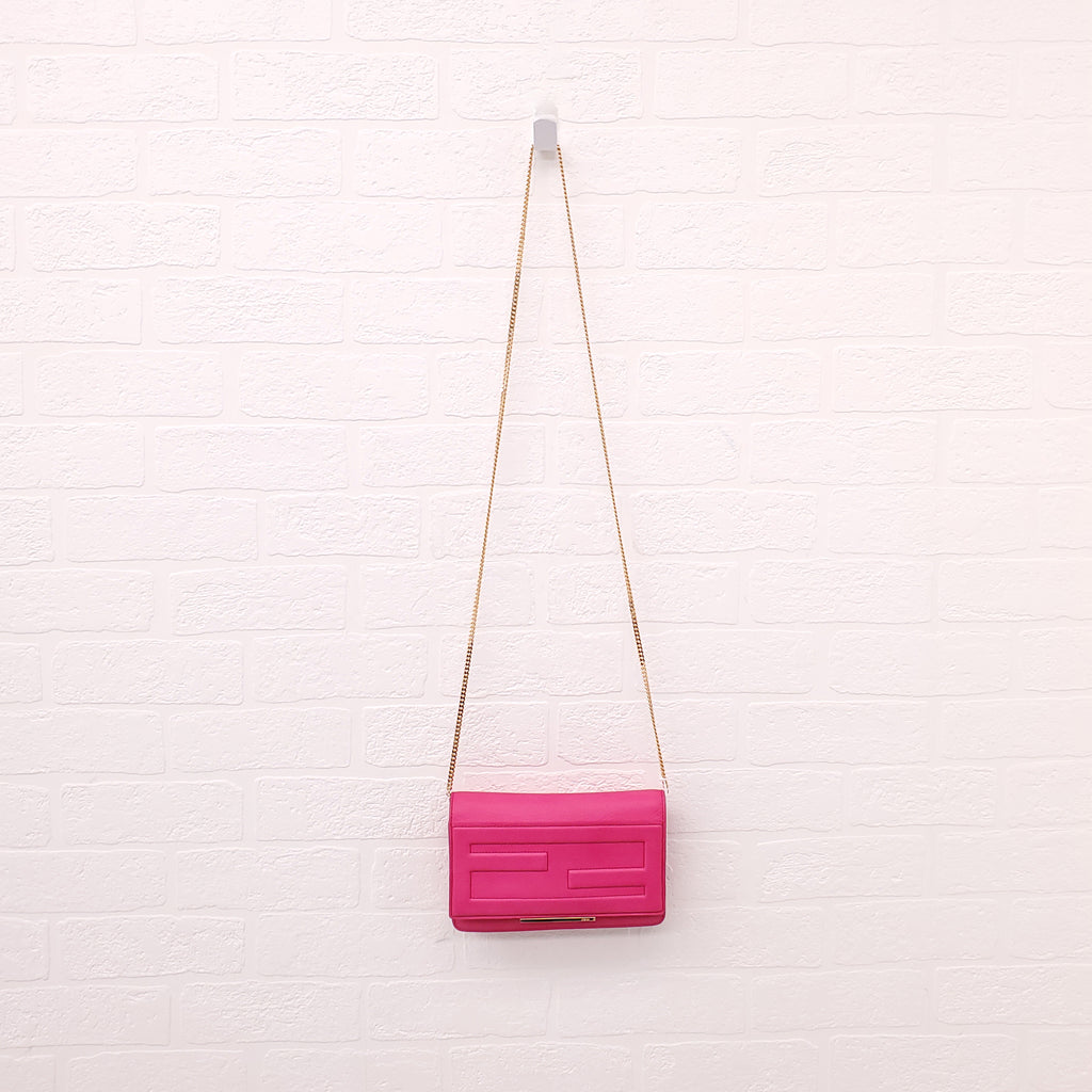 FENDI FF FUSCHIA PINK WALLET ON A CHAIN