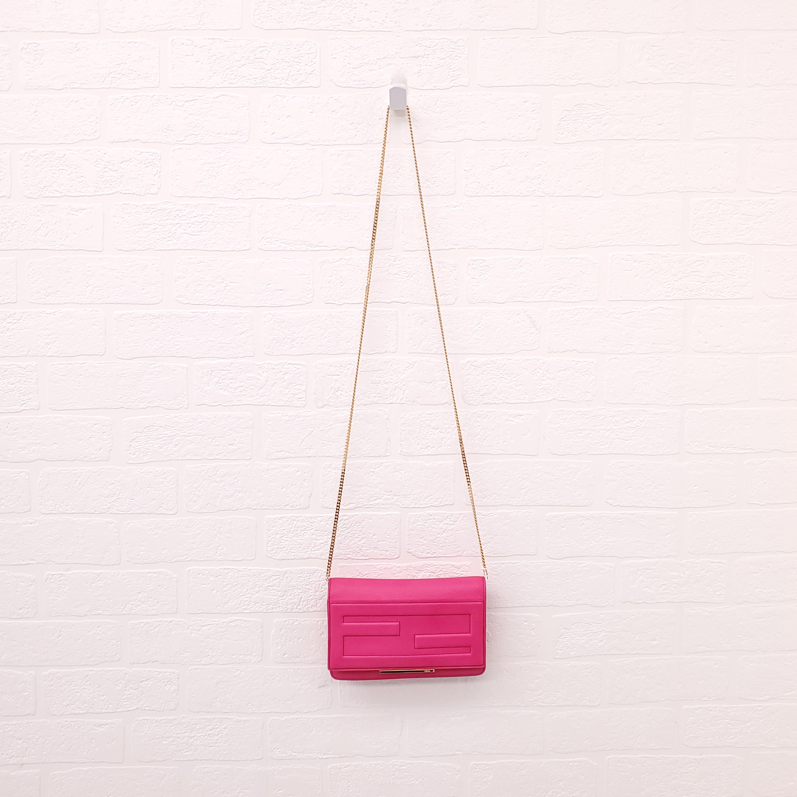 FENDI FF FUSCHIA PINK WALLET ON A CHAIN