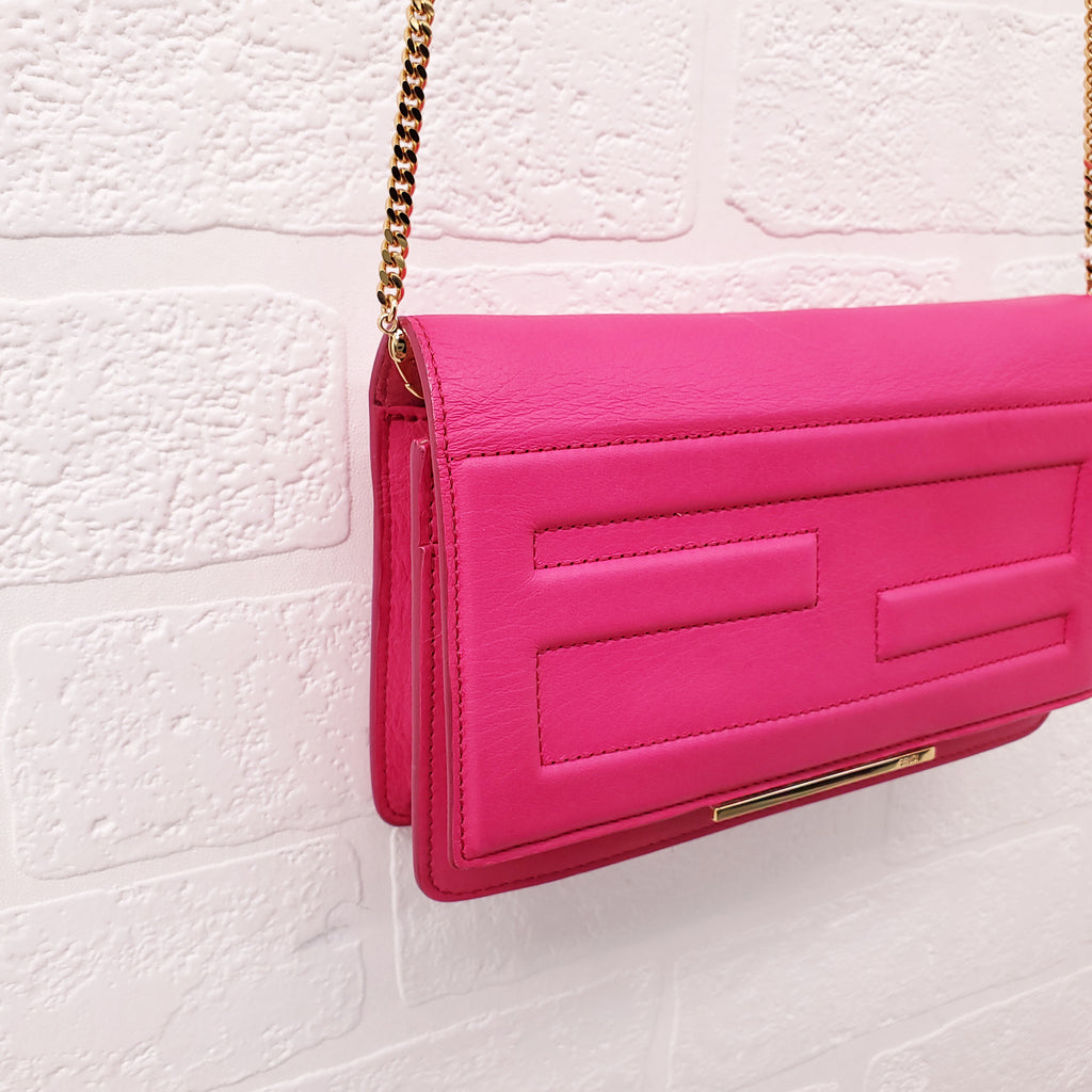 FENDI FF FUSCHIA PINK WALLET ON A CHAIN