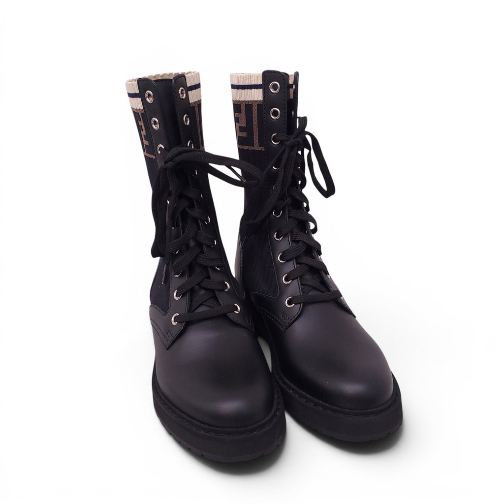 FENDI FF MONOGRAM LOGO BOOTS - SIZE 36