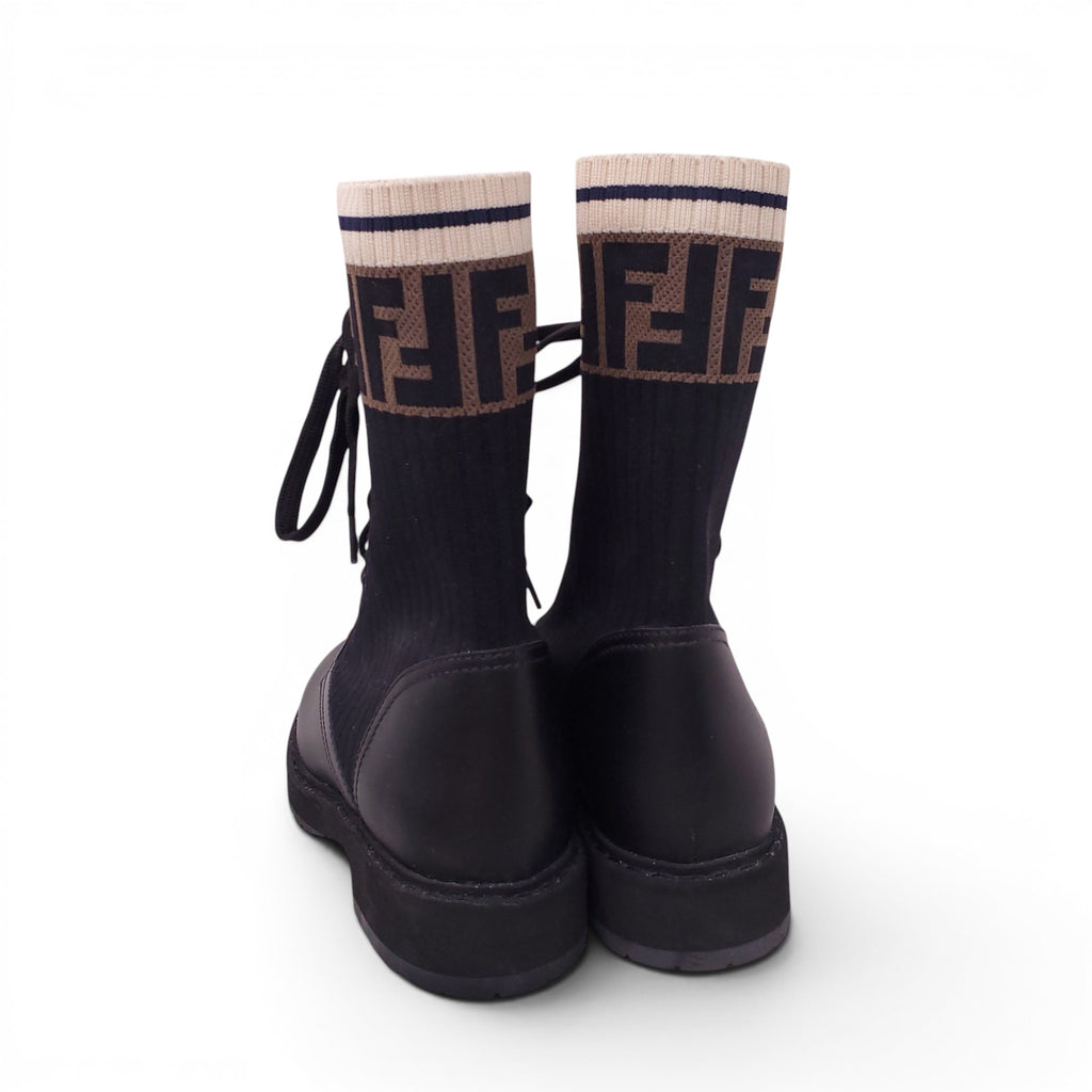 FENDI FF MONOGRAM LOGO BOOTS - SIZE 36