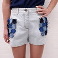 FENDI FLORAL APPLIQUE JEAN SHORTS - SIZE 38