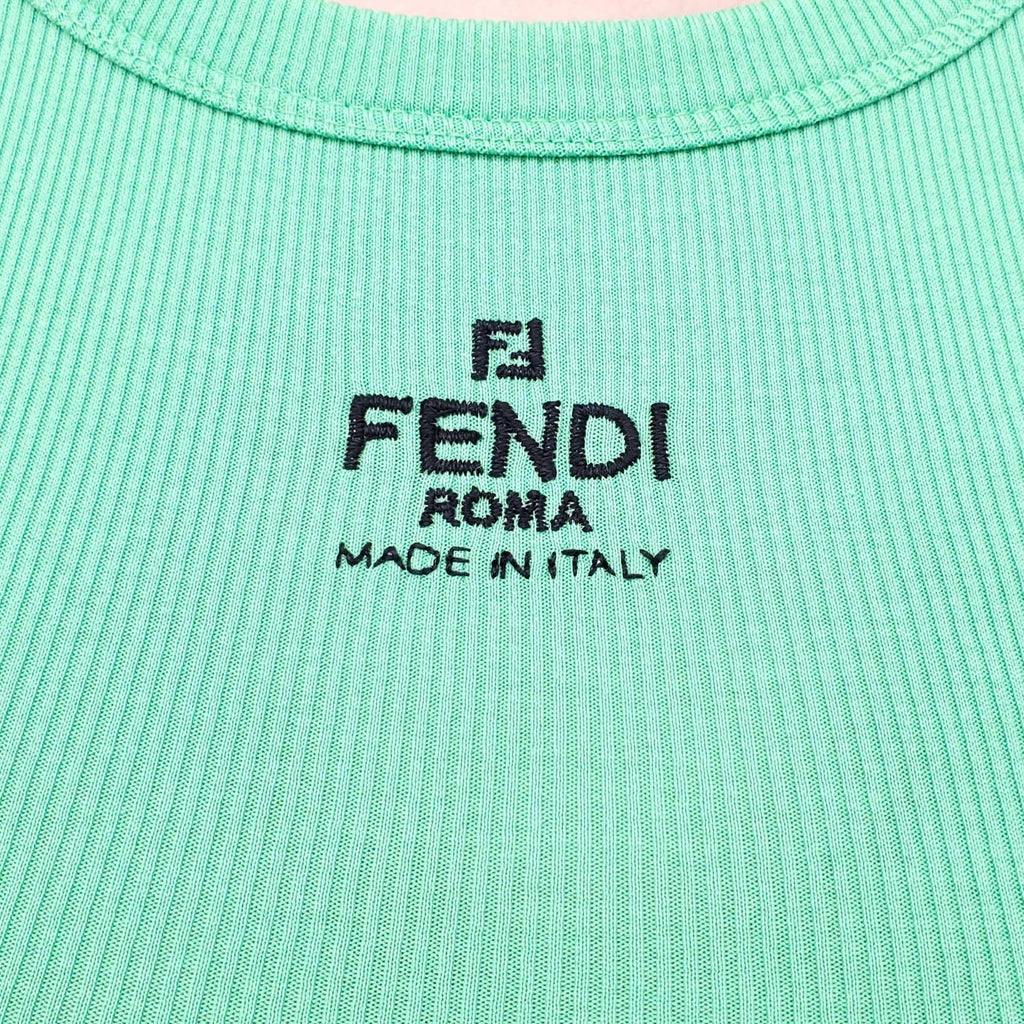 FENDI GREEN LOGO TANK TOP - SIZE XS