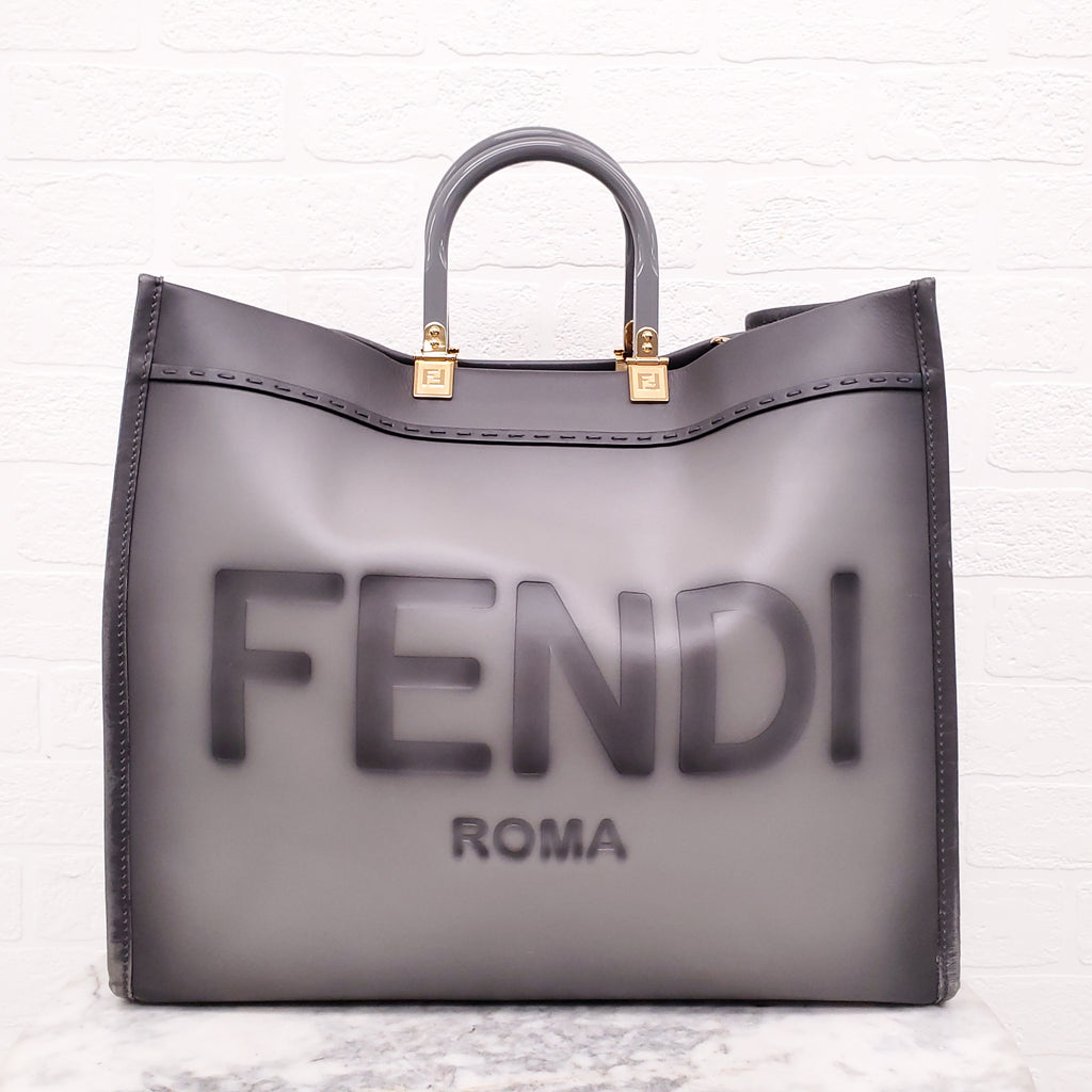 FENDI GREY LEATHER MEDIUM SUNSHINE TOTE
