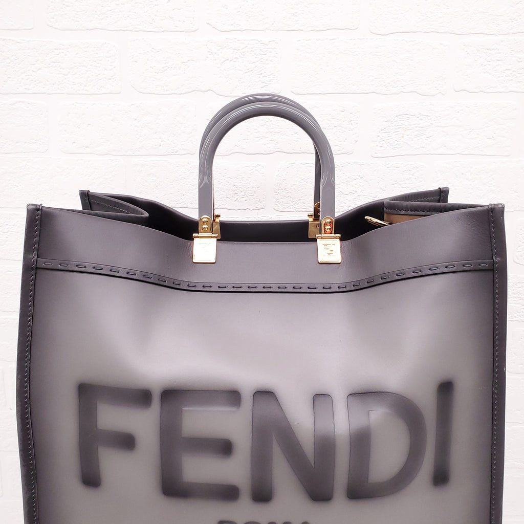 FENDI GREY LEATHER MEDIUM SUNSHINE TOTE