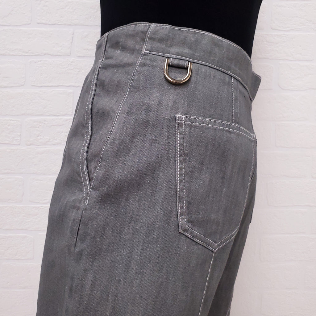 FENDI GREY LOGO PATTERNED SHORTS - SIZE 44