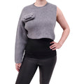 FENDI GREY ONE SLEEVE SWEATER WITH ZUCCA BAGUETTE POCKET - SIZE 36
