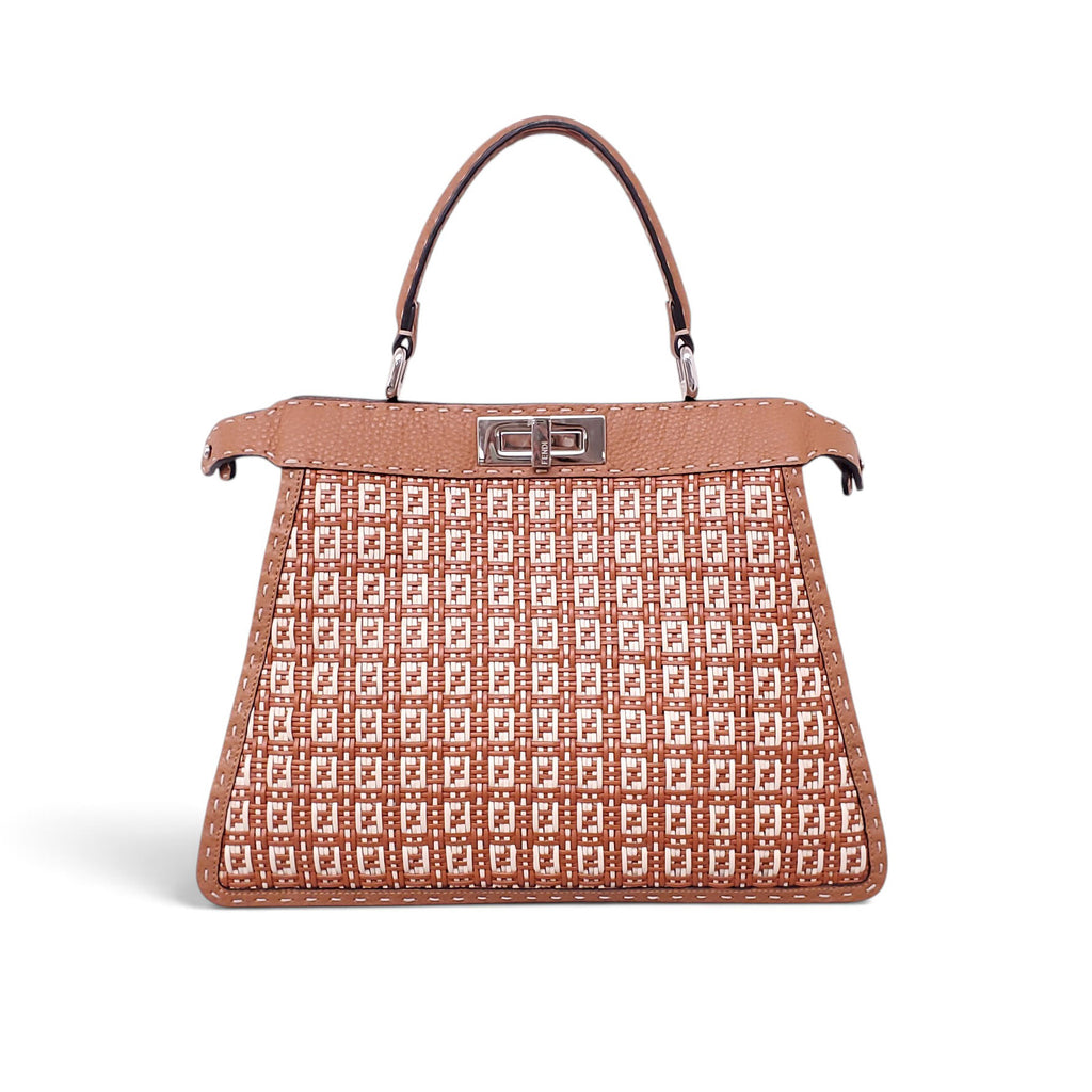 FENDI INTERLACED LEATHER PEEKABOO ISEEU TOP HANDLE BAG