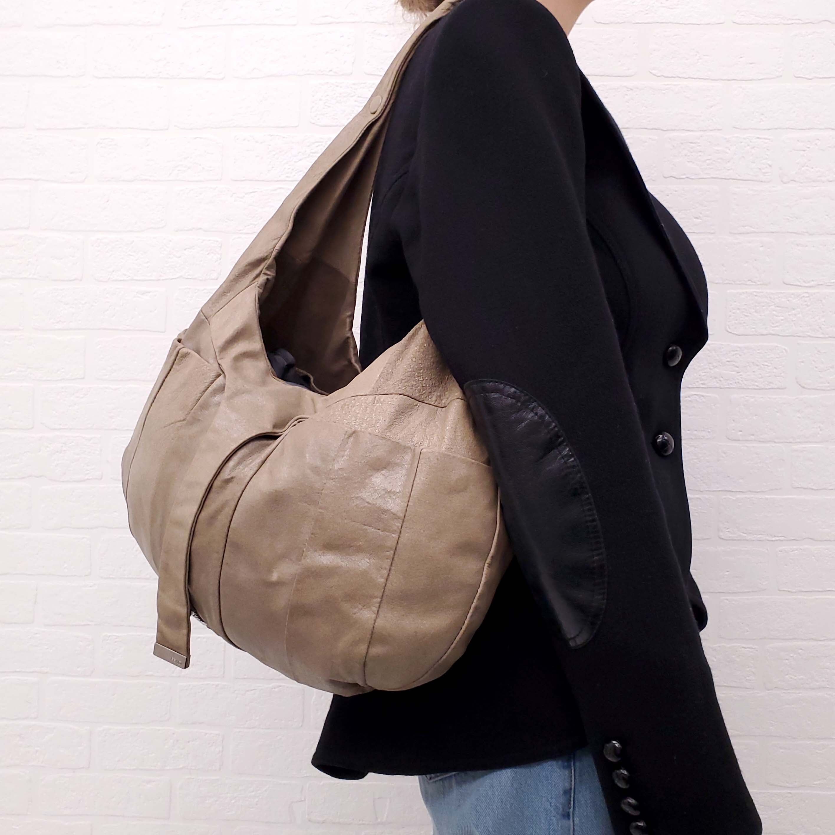 FENDI KHAKI LEATHER SHOULDER BAG