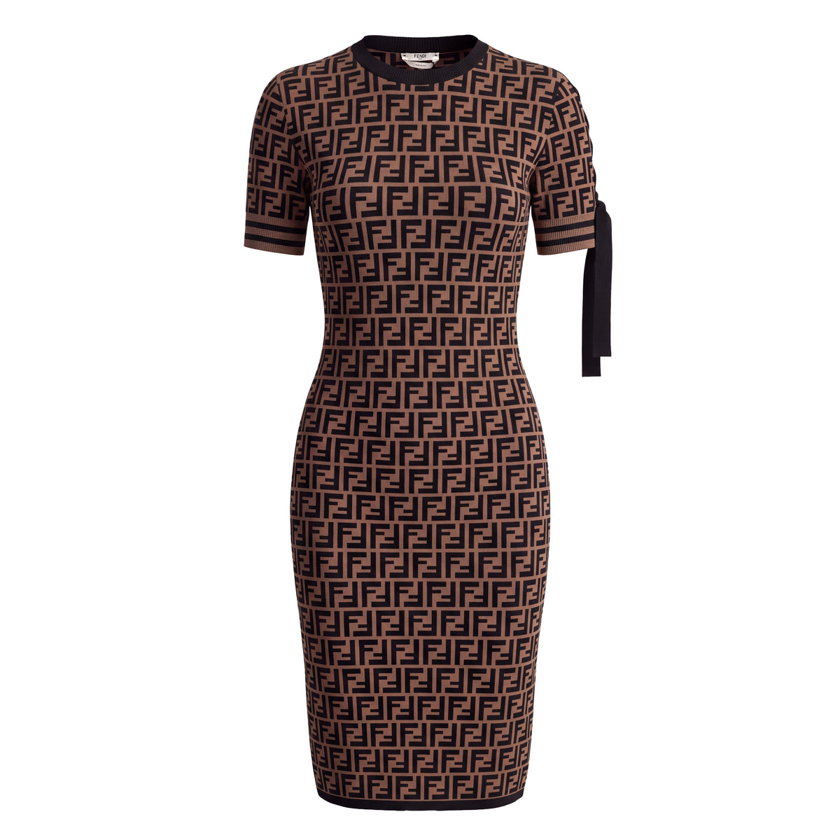 FENDI LOGO DRESS WITH RIBBON DETAIL - SIZE 44