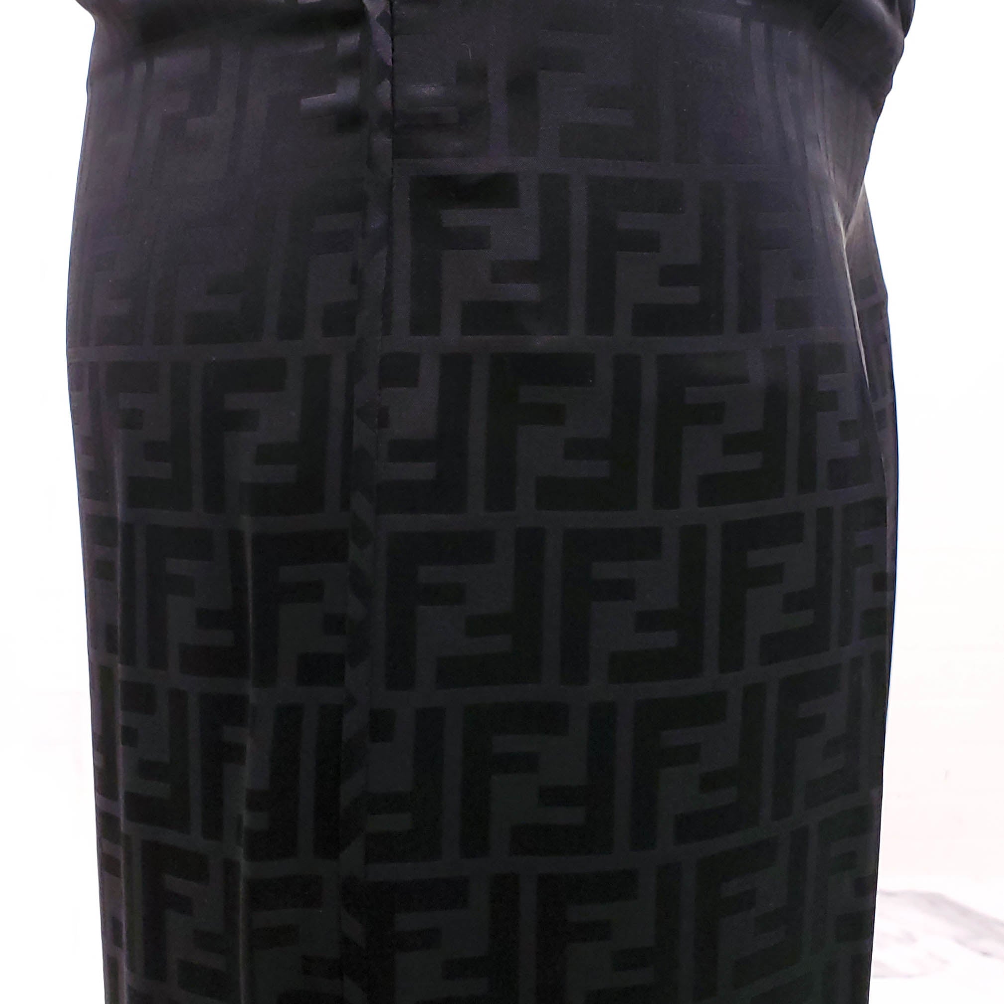 FENDI MONOGRAM SILK BLACK TROUSERS - SIZE 34