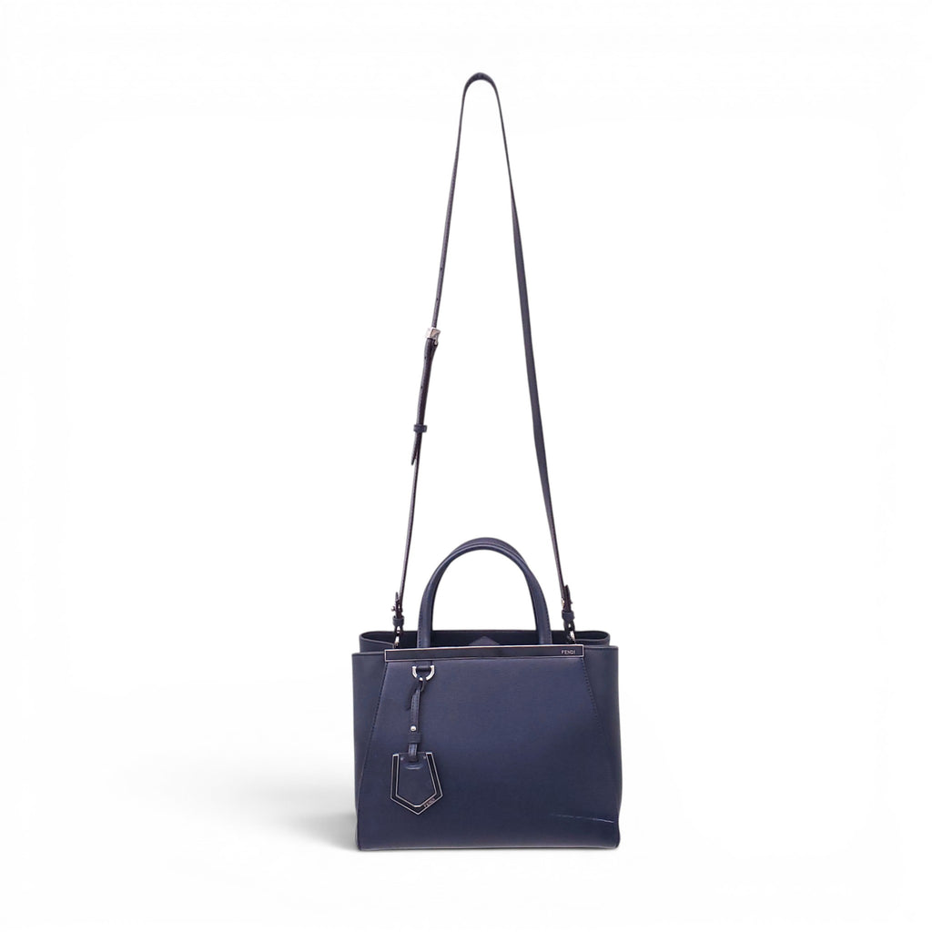 FENDI NAVY 2 JOUR MINI TOTE BAG