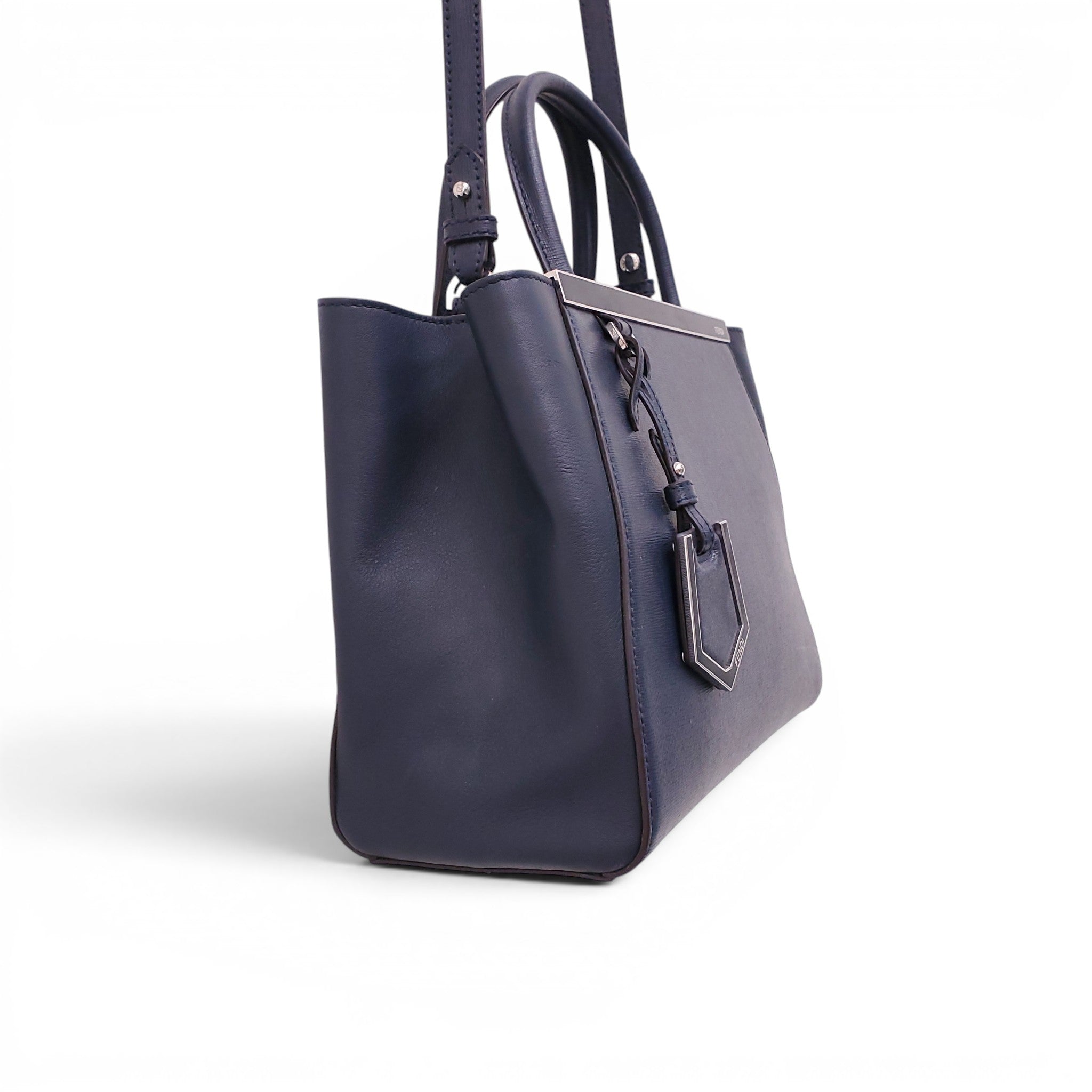 FENDI NAVY 2 JOUR MINI TOTE BAG