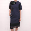 FENDI NAVY DRESS WITH BEADING DETAIL - SIZE 40