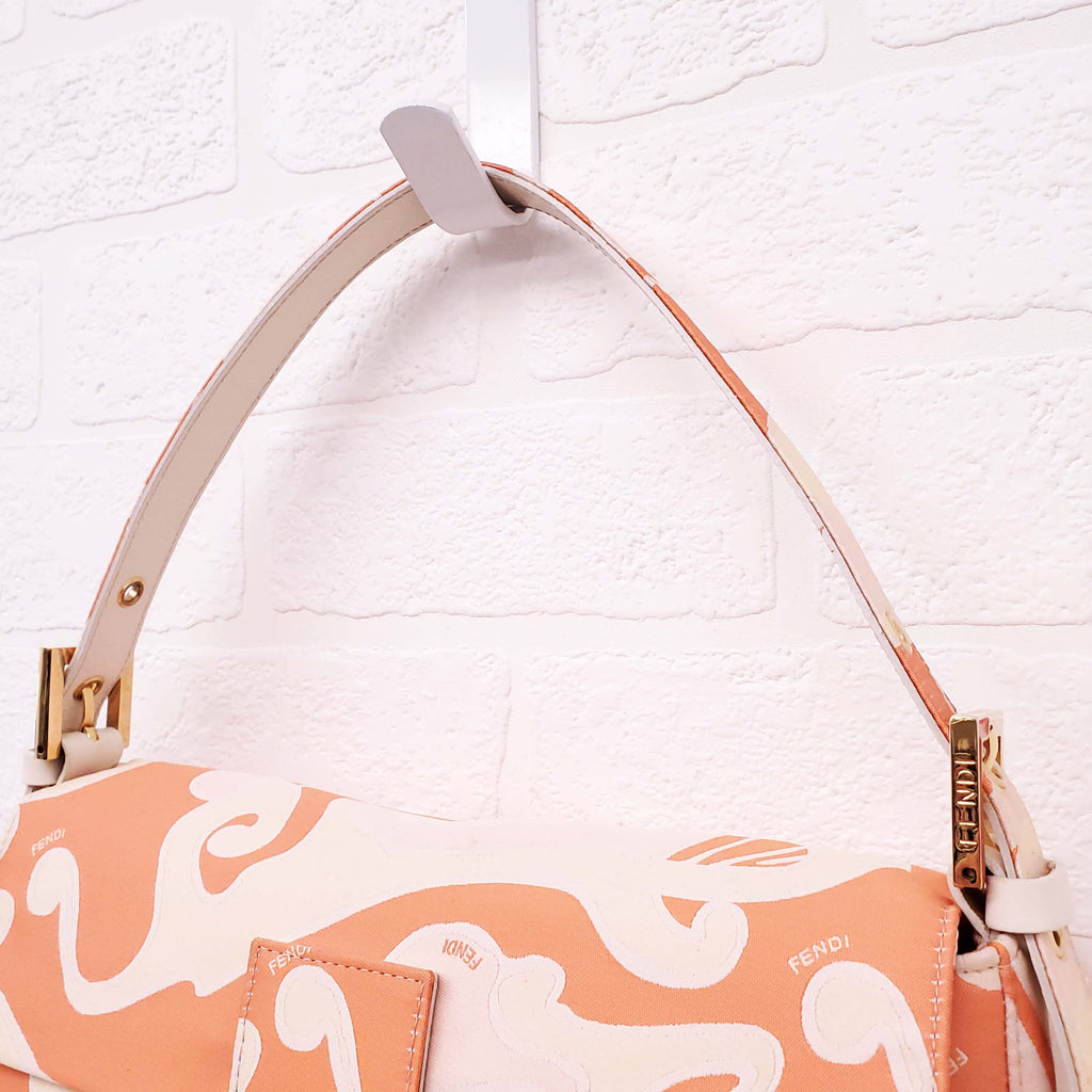 FENDI ORANGE AND YELLOW 'ZUCCA FF PSYCHEDELIC BAGUETTE' SHOULDER BAG