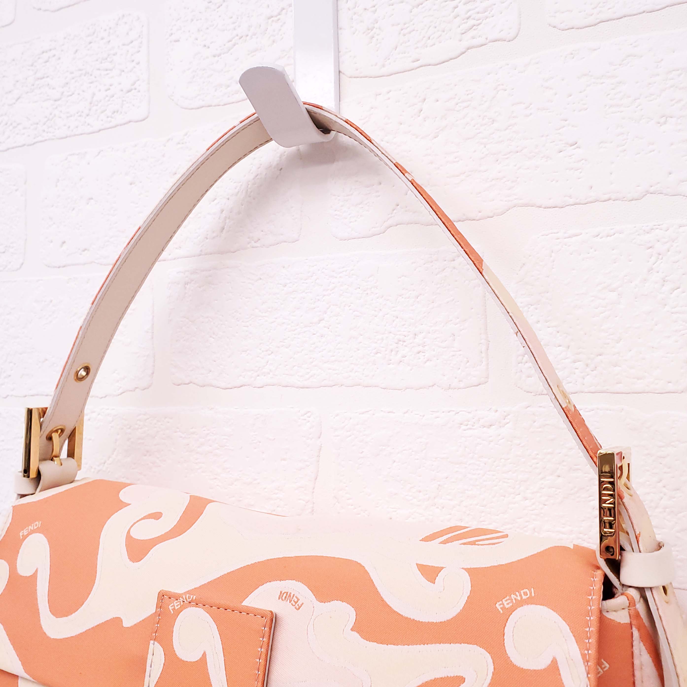 FENDI ORANGE AND YELLOW 'ZUCCA FF PSYCHEDELIC BAGUETTE' SHOULDER BAG