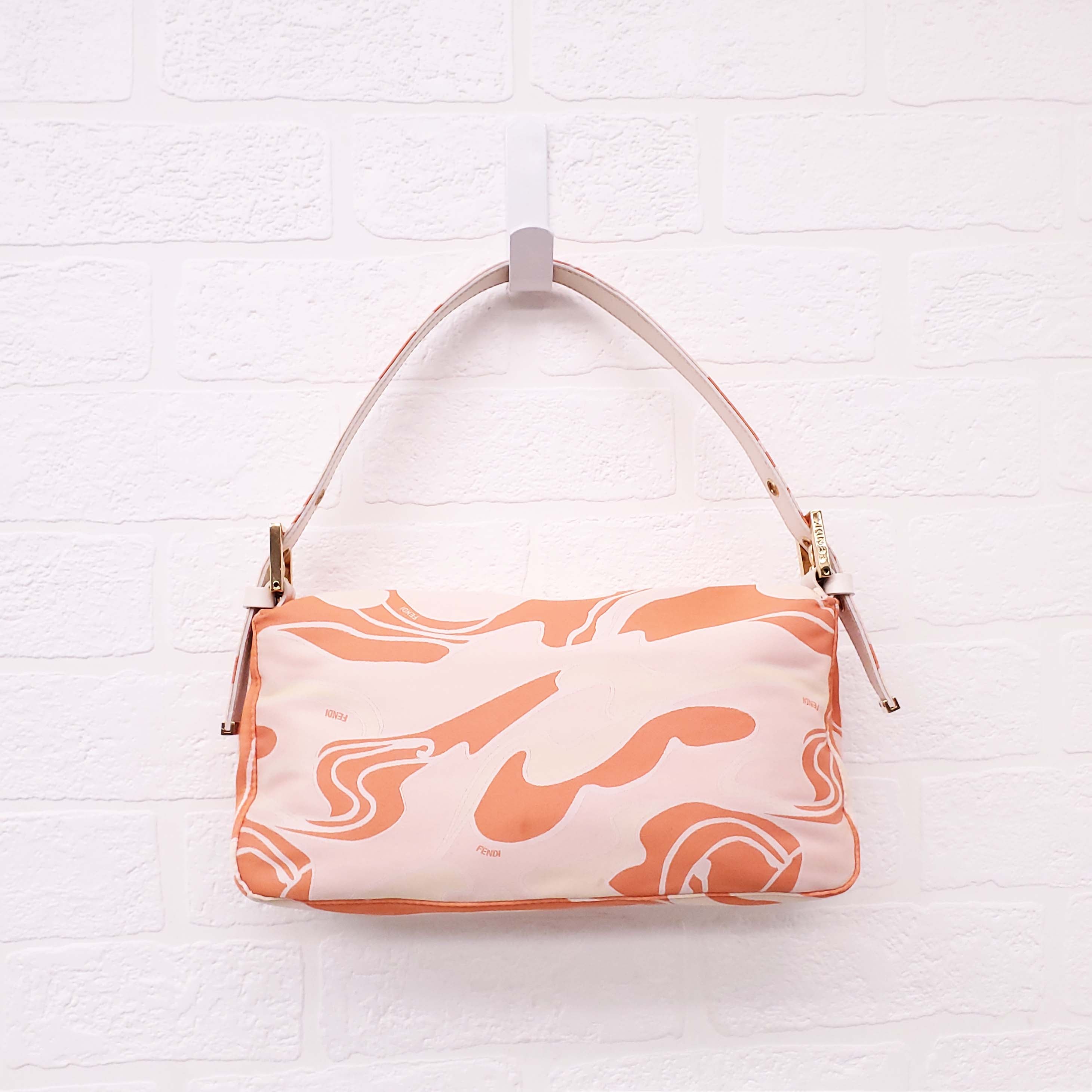 FENDI ORANGE AND YELLOW 'ZUCCA FF PSYCHEDELIC BAGUETTE' SHOULDER BAG