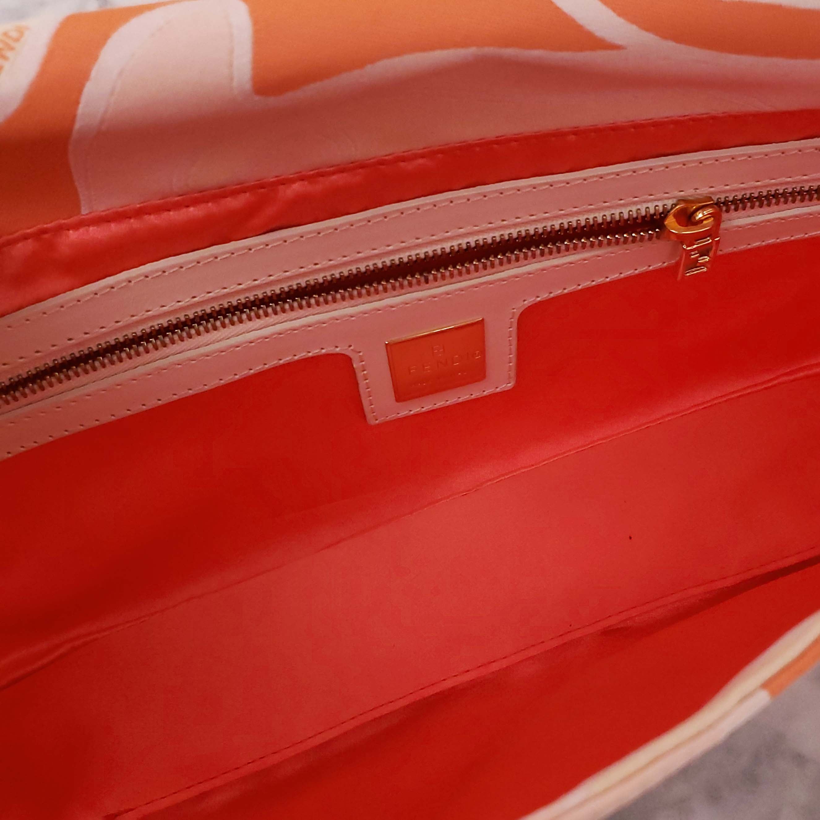 FENDI ORANGE AND YELLOW 'ZUCCA FF PSYCHEDELIC BAGUETTE' SHOULDER BAG