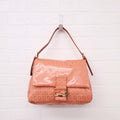 FENDI ORANGE COATED CANVAS 'ZUCCHINO MAMMA BAGUETTE' SHOULDER BAG