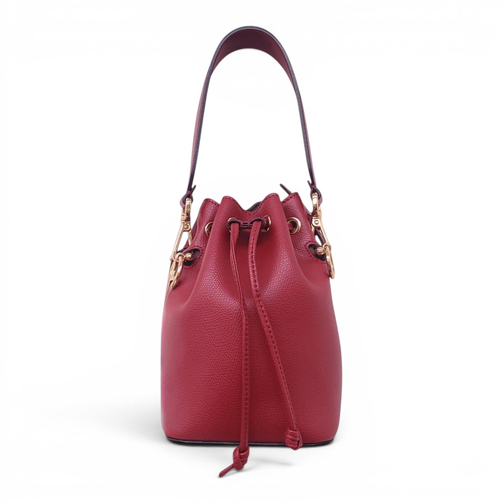 FENDI RED LEATHER MINI MON TRESOR BUCKET BAG