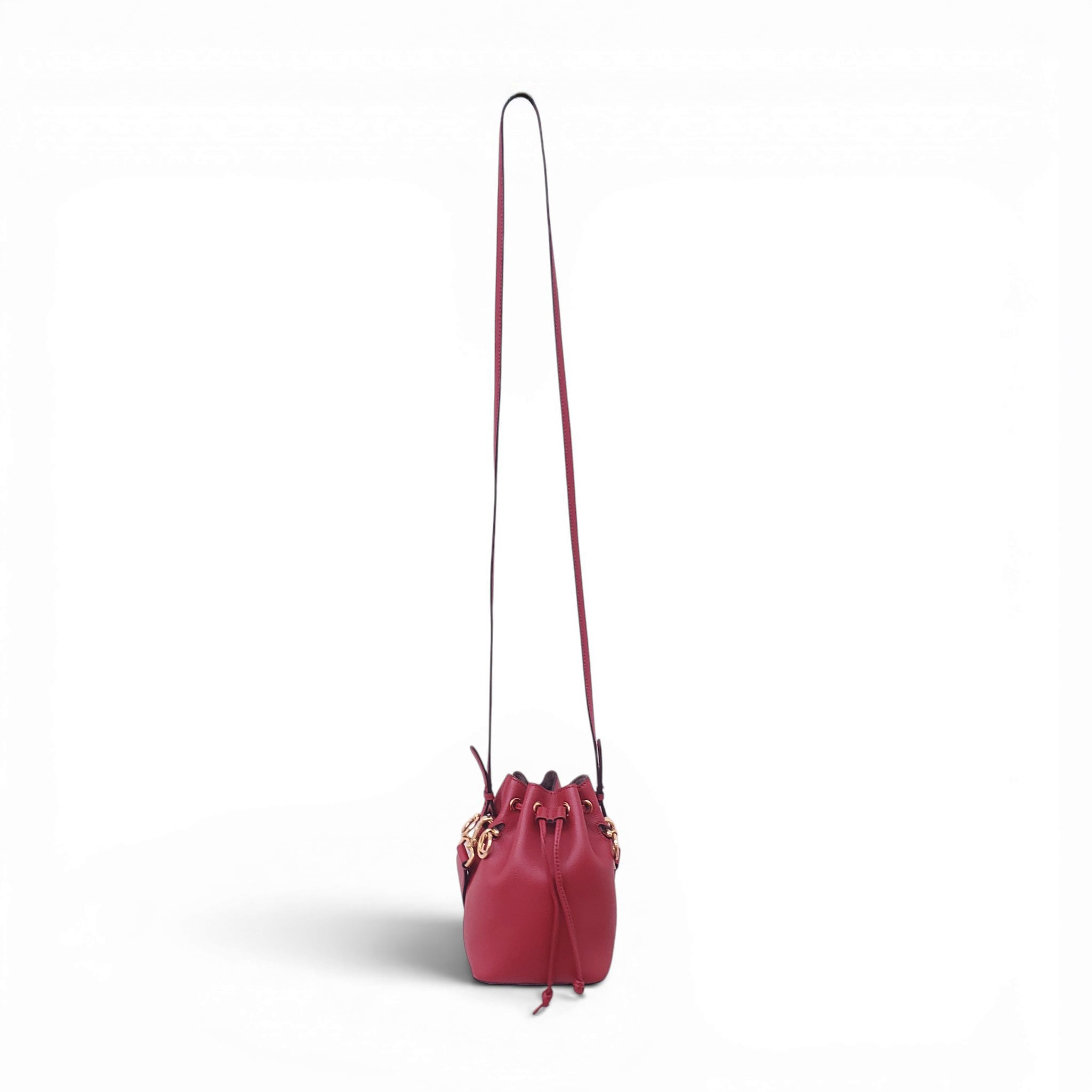 FENDI RED LEATHER MINI MON TRESOR BUCKET BAG