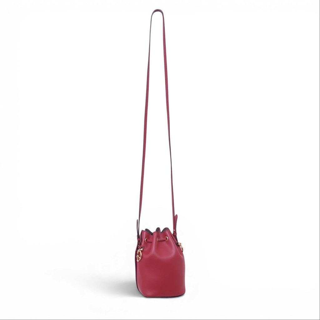 FENDI RED LEATHER MINI MON TRESOR BUCKET BAG