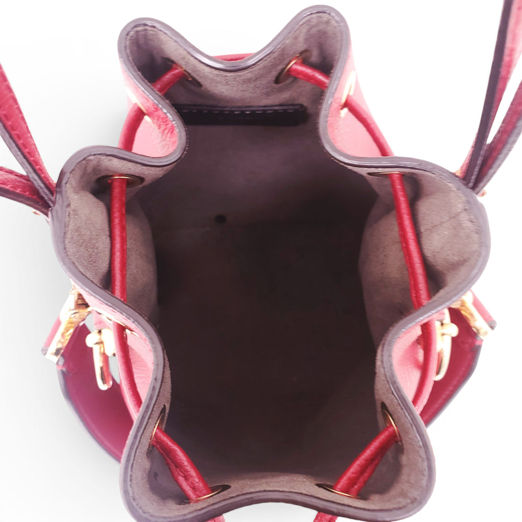 FENDI RED LEATHER MINI MON TRESOR BUCKET BAG