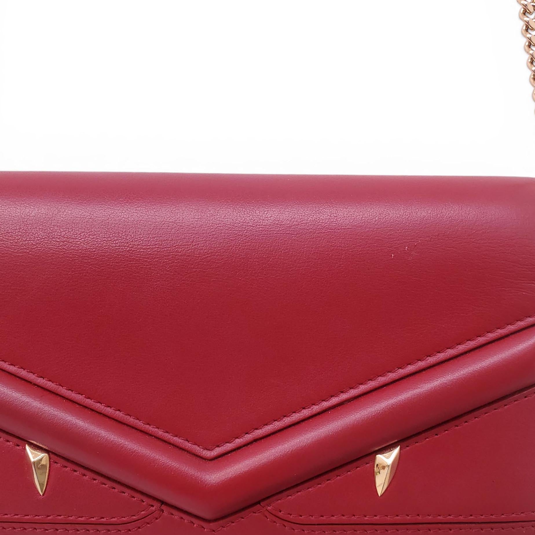 FENDI RED LEATHER MONSTER WALLET ON CHAIN