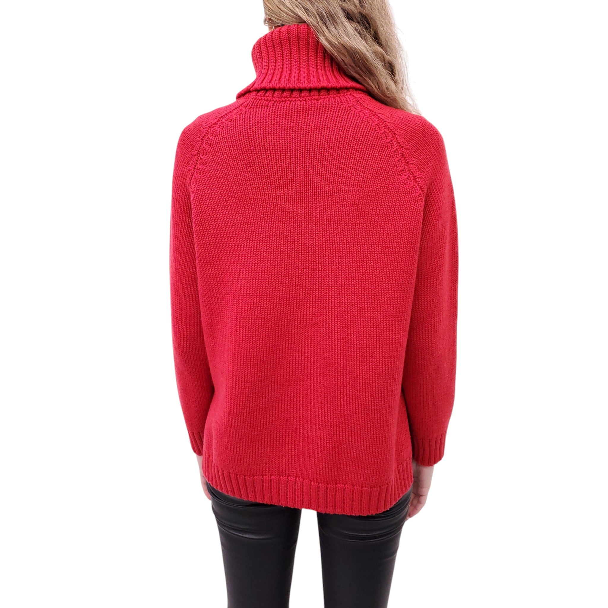 FENDI RED LOGO KNIT TURTLENECK SWEATER - SIZE 38