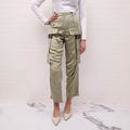 FENDI SATIN GREEN FINISH CARGO TROUSERS - SIZE 38