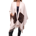 FENDI SHAWL WITH LOGO LAM. FUR POCKETS  - ONE SIZE