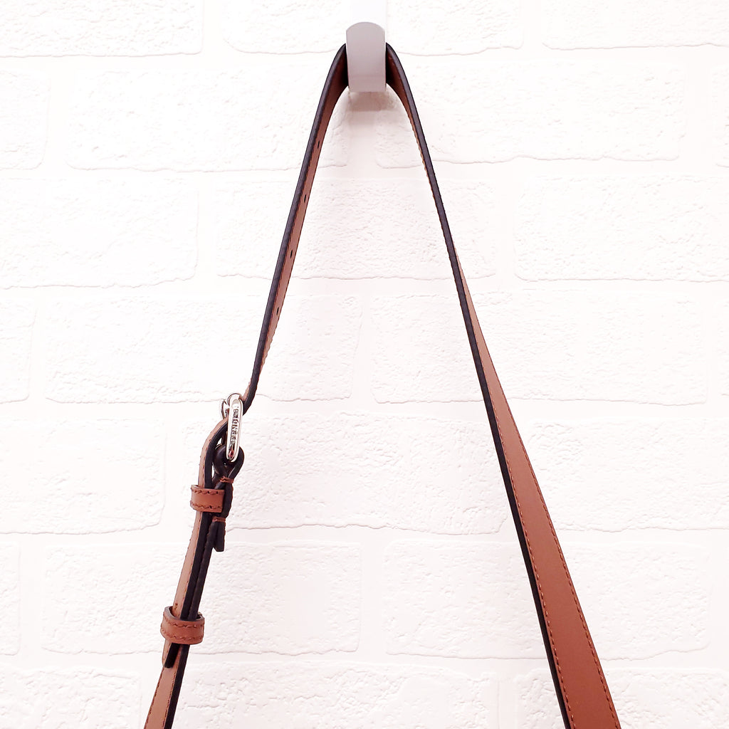 FENDI TAN LEATHER AND CANVAS LARGE 'PANELLED PEEKABOO' BAG