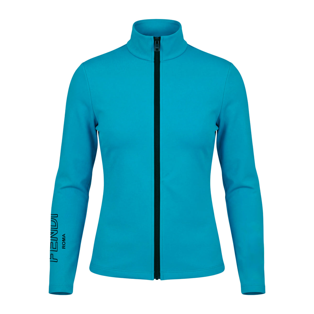 FENDI TECH JERSEY ZIP UP ATHLETIC JACKET WITH LOGO - SIZE 42
