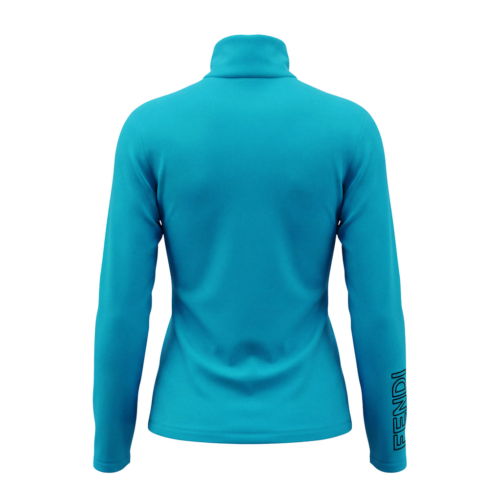 FENDI TECH JERSEY ZIP UP ATHLETIC JACKET WITH LOGO - SIZE 42